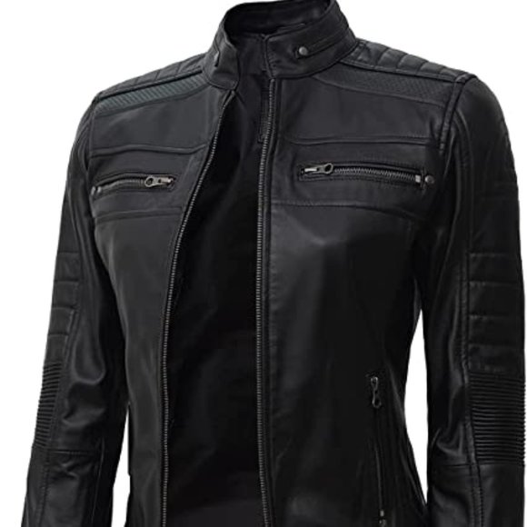 fjackets Real Leather Jacket - Slim Fit Motor Cycle Jacket - Picture 1 of 6